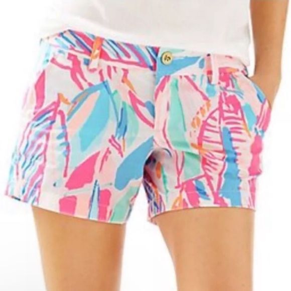 Lilly Pulitzer Pants - Lilly Pulitzer Callahan Shorts Out To Sea Tropical Beach Print Pink Blue White 6